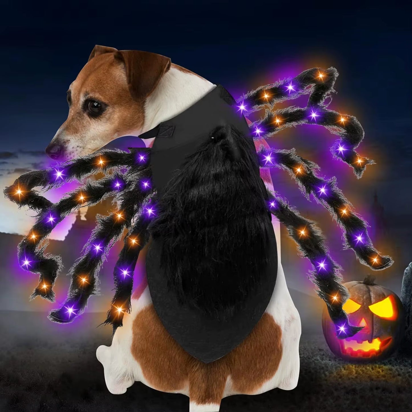 Halloween Glowing Spider Dog Costume,Led Lighting Pet Costumes, Funny Cosplay Accessories, Unique Doggy Dress up Party Clothes
