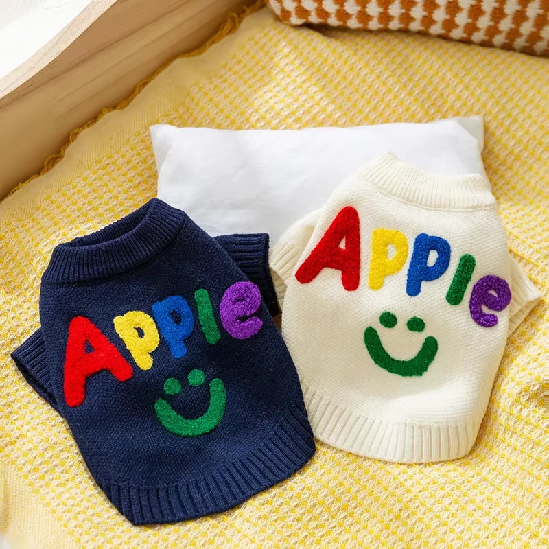 Pet Clothing Spring and Autumn Dog Hoodie Elastic White Smile Sweater Suitable for Small and Medium Sized Dogs Ropa Para Perros
