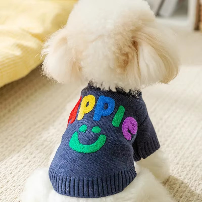 Pet Clothing Spring and Autumn Dog Hoodie Elastic White Smile Sweater Suitable for Small and Medium Sized Dogs Ropa Para Perros