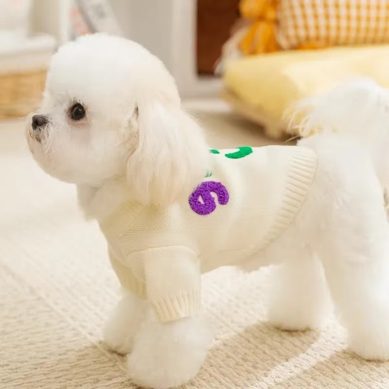 Pet Clothing Spring and Autumn Dog Hoodie Elastic White Smile Sweater Suitable for Small and Medium Sized Dogs Ropa Para Perros