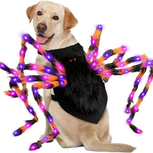 Halloween Glowing Spider Dog Costume,Led Lighting Pet Costumes, Funny Cosplay Accessories, Unique Doggy Dress up Party Clothes